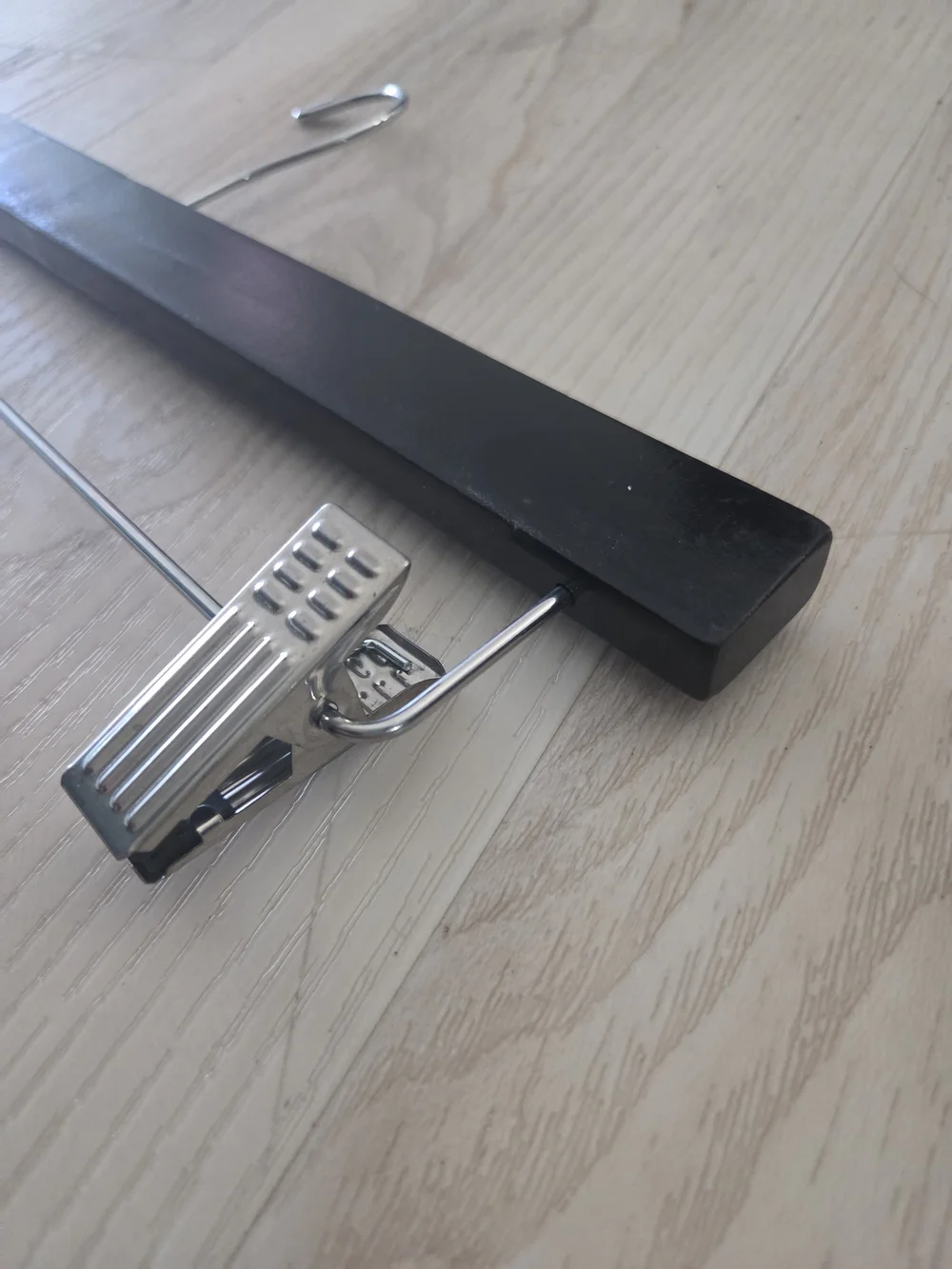 20 - Wood and Metal Pant Hanger with Clips - Black